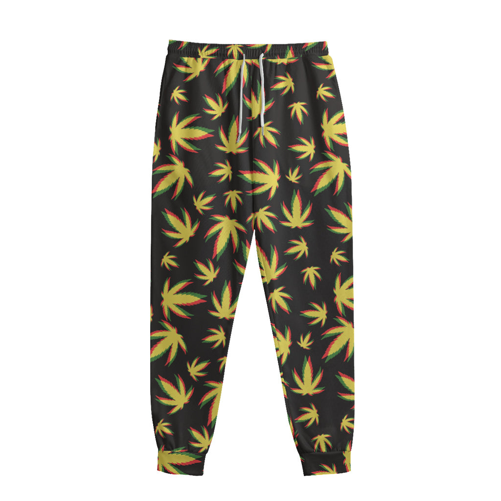 Trippy Weed Leaf Pattern Print Sweatpants
