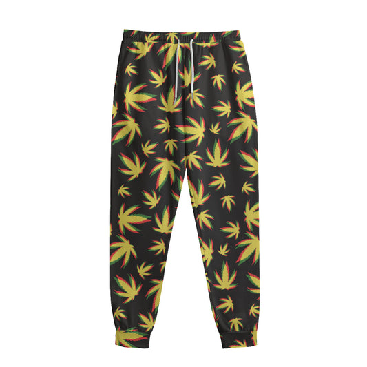 Trippy Weed Leaf Pattern Print Sweatpants