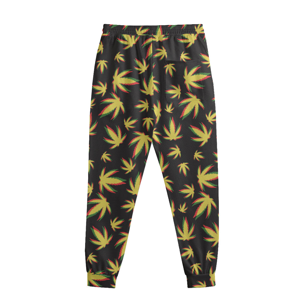 Trippy Weed Leaf Pattern Print Sweatpants