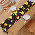Trippy Weed Leaf Pattern Print Table Runner