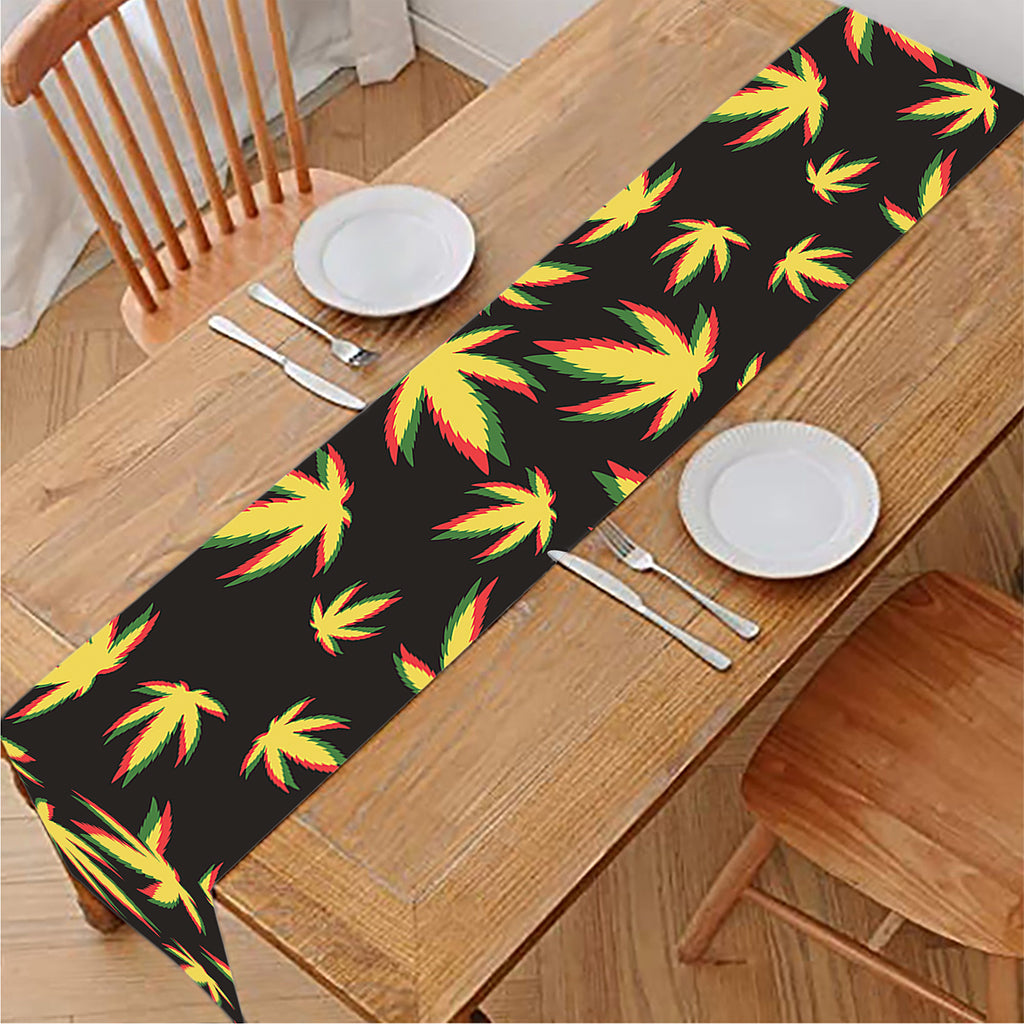 Trippy Weed Leaf Pattern Print Table Runner