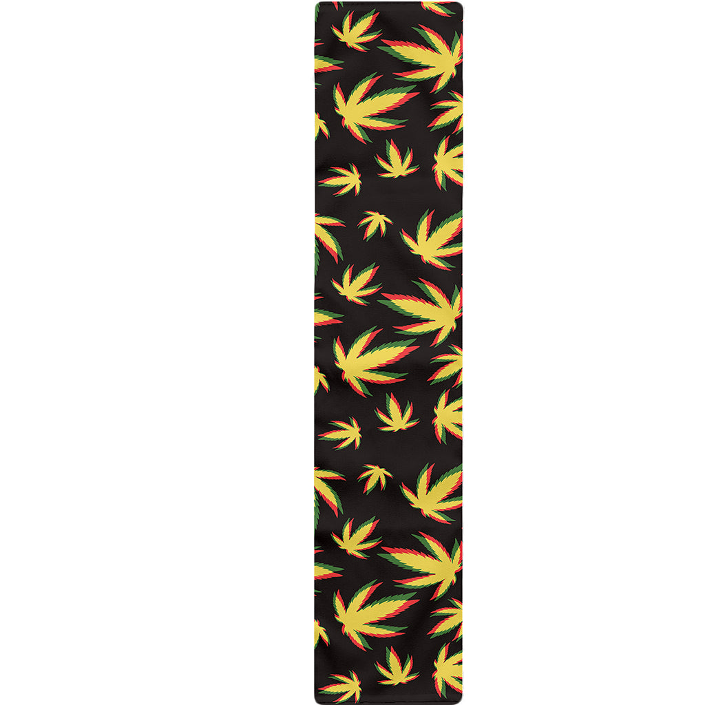 Trippy Weed Leaf Pattern Print Table Runner