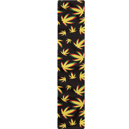 Trippy Weed Leaf Pattern Print Table Runner