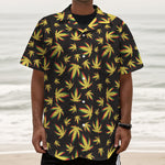 Trippy Weed Leaf Pattern Print Textured Short Sleeve Shirt