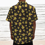 Trippy Weed Leaf Pattern Print Textured Short Sleeve Shirt