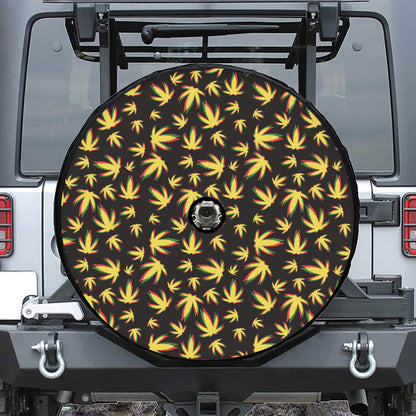Trippy Weed Leaf Pattern Print Tire Cover With Camera Hole