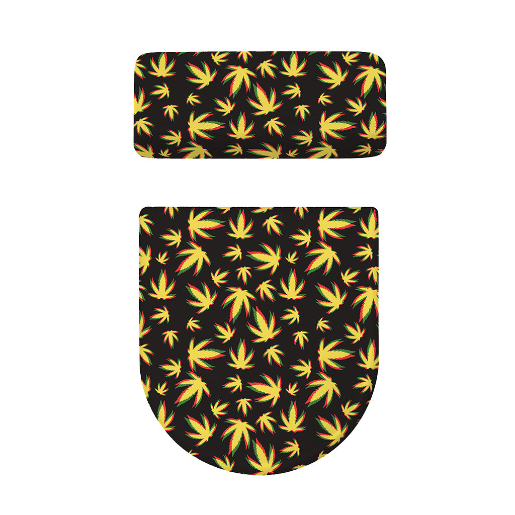 Trippy Weed Leaf Pattern Print Toilet Lid And Tank Cover Set