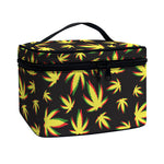 Trippy Weed Leaf Pattern Print Travel Makeup Bag