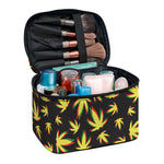Trippy Weed Leaf Pattern Print Travel Makeup Bag