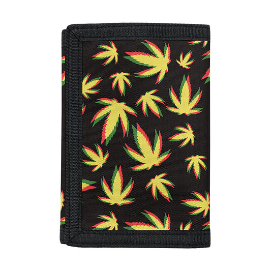Trippy Weed Leaf Pattern Print Trifold Wallet