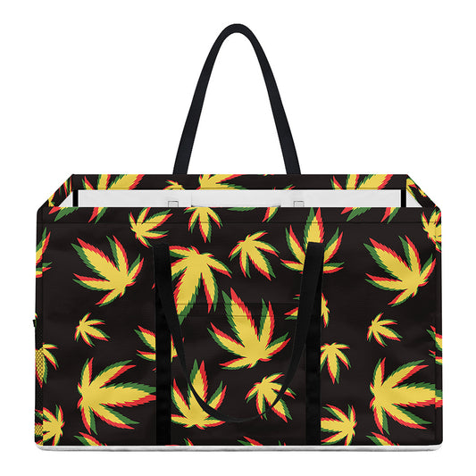 Trippy Weed Leaf Pattern Print Utility Tote Bag