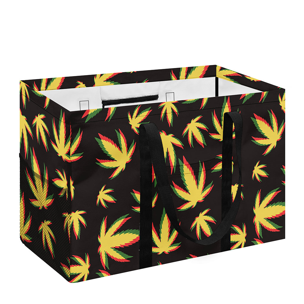Trippy Weed Leaf Pattern Print Utility Tote Bag