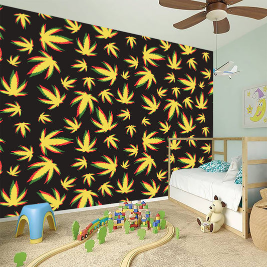 Trippy Weed Leaf Pattern Print Wall Sticker