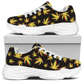 Trippy Weed Leaf Pattern Print White Chunky Shoes
