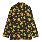 Trippy Weed Leaf Pattern Print Women's Cotton Blazer