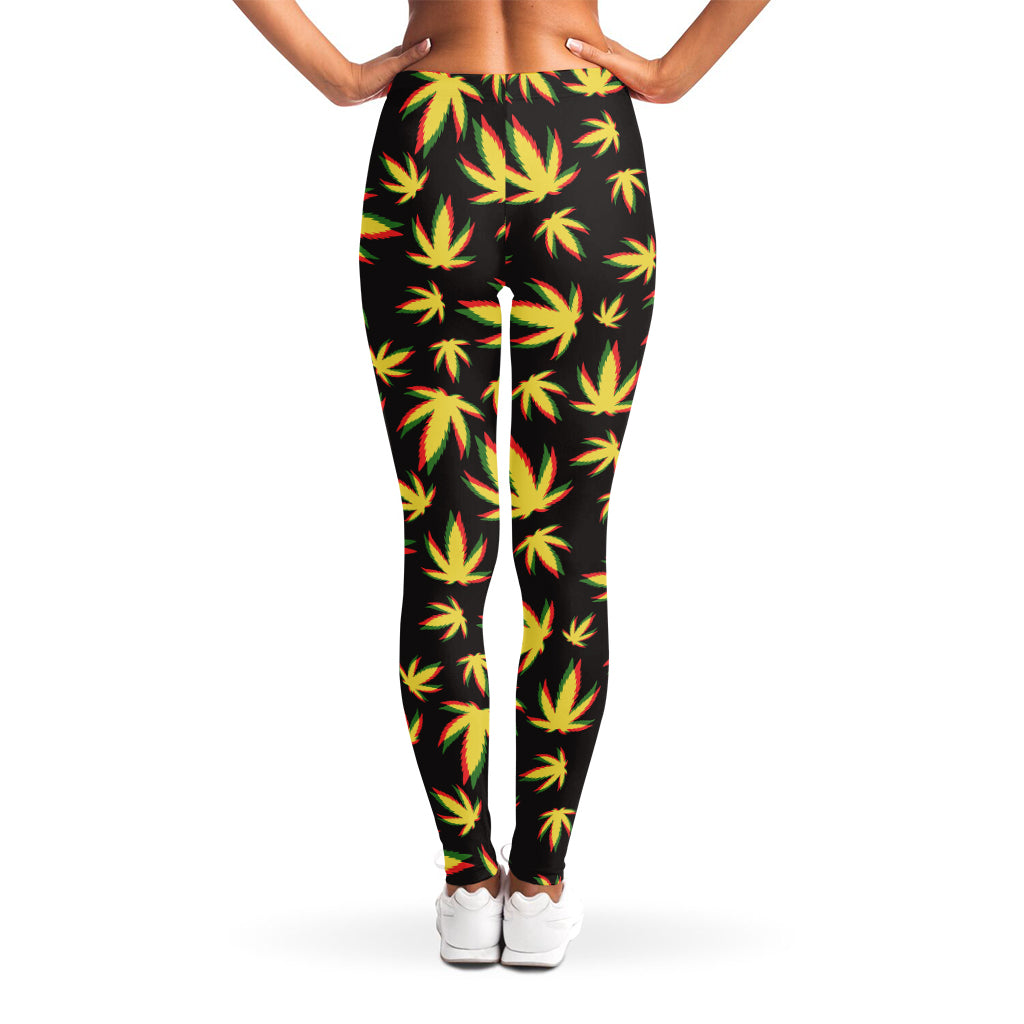 Trippy Weed Leaf Pattern Print Women's Leggings