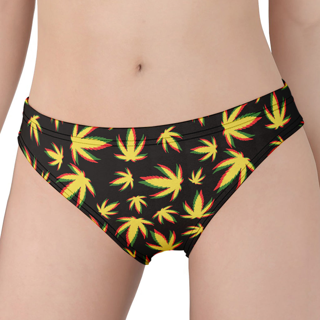 Trippy Weed Leaf Pattern Print Women's Panties