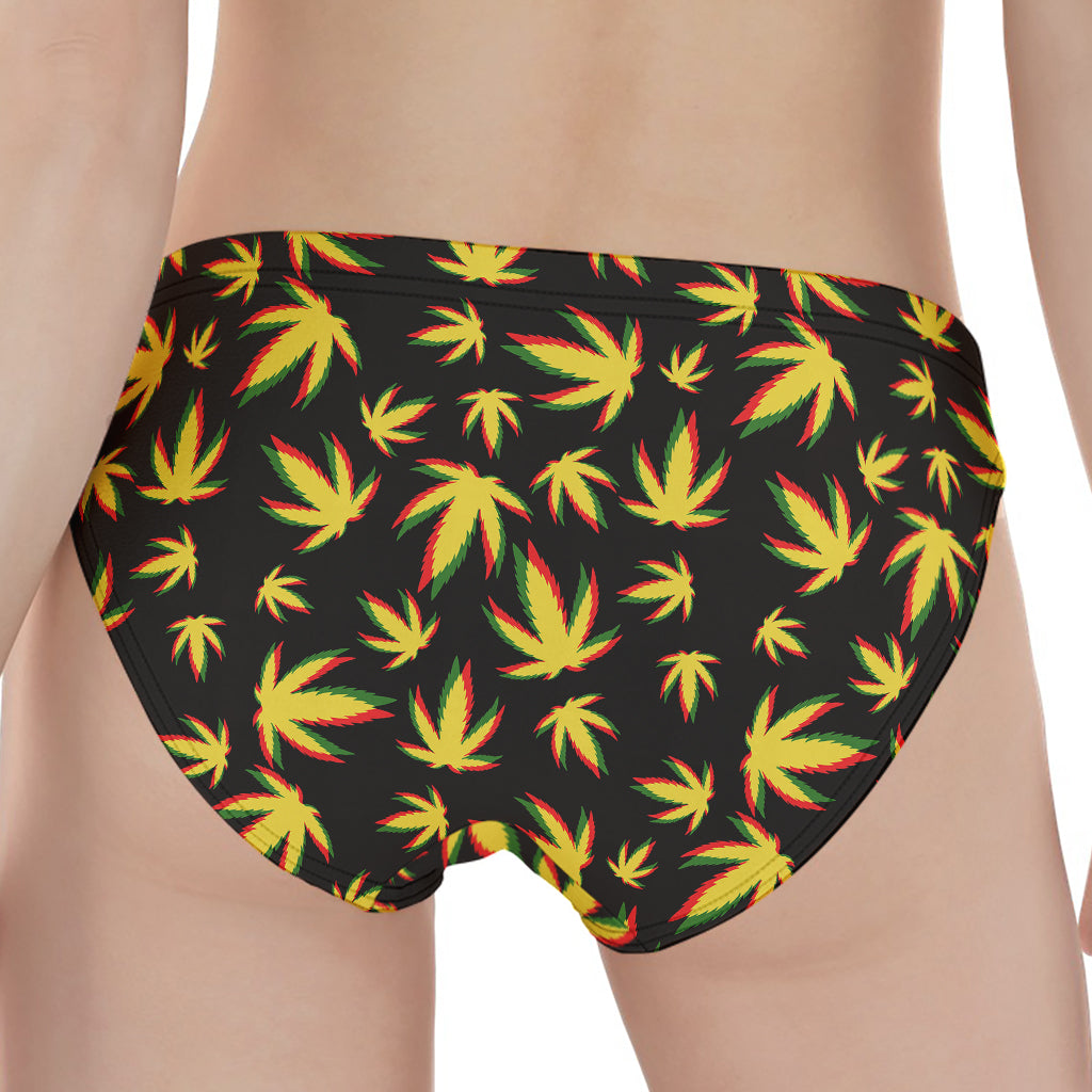 Trippy Weed Leaf Pattern Print Women's Panties