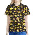 Trippy Weed Leaf Pattern Print Women's Polo Shirt