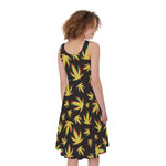 Trippy Weed Leaf Pattern Print Women's Sleeveless Dress