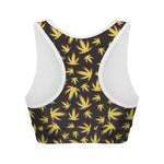 Trippy Weed Leaf Pattern Print Women's Sports Bra