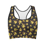 Trippy Weed Leaf Pattern Print Women's Sports Bra