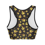 Trippy Weed Leaf Pattern Print Women's Sports Bra