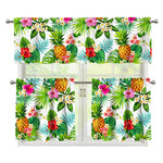 Tropical Aloha Pineapple Pattern Print 3 Piece Kitchen Curtains