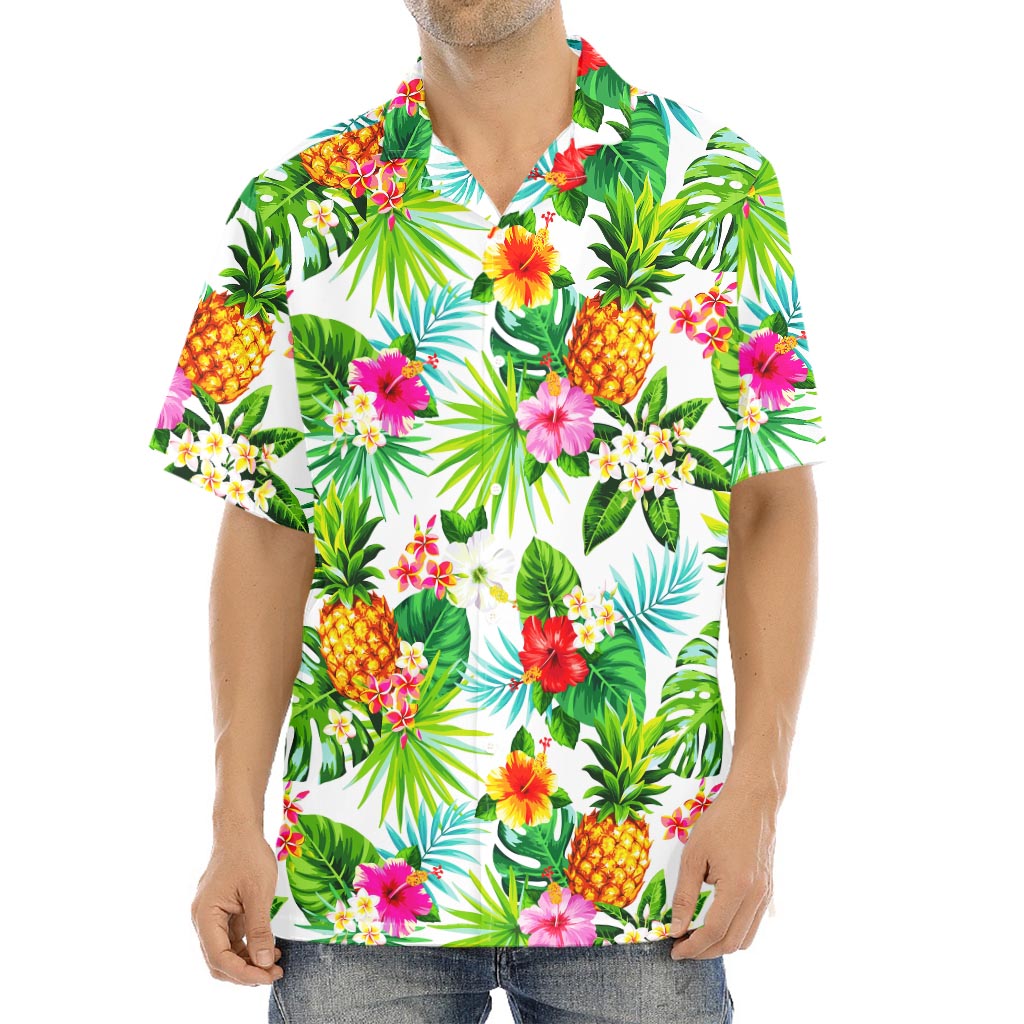 Tropical Aloha Pineapple Pattern Print Aloha Shirt