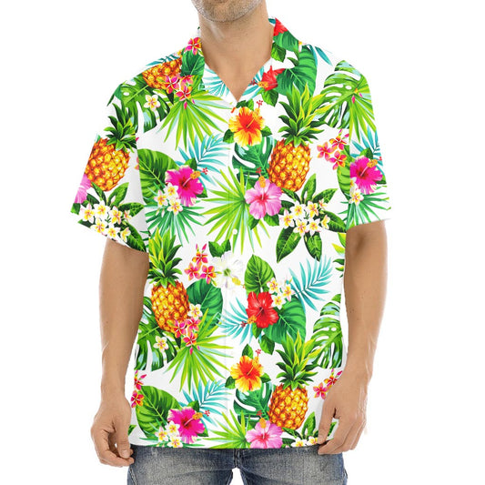 Tropical Aloha Pineapple Pattern Print Aloha Shirt