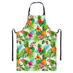 Tropical Aloha Pineapple Pattern Print Bib Apron With Pocket