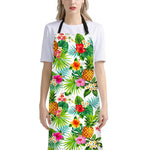 Tropical Aloha Pineapple Pattern Print Bib Apron With Pocket