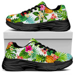 Tropical Aloha Pineapple Pattern Print Black Chunky Shoes