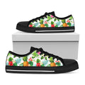 Tropical Aloha Pineapple Pattern Print Black Low Top Sneakers
