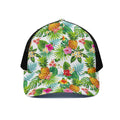 Tropical Aloha Pineapple Pattern Print Black Mesh Trucker Hat