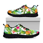 Tropical Aloha Pineapple Pattern Print Black Running Shoes