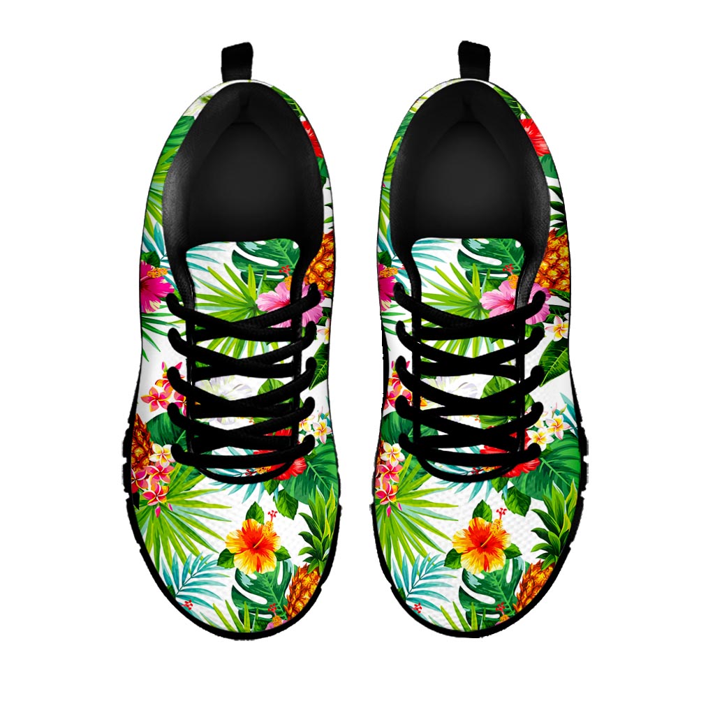 Tropical Aloha Pineapple Pattern Print Black Running Shoes