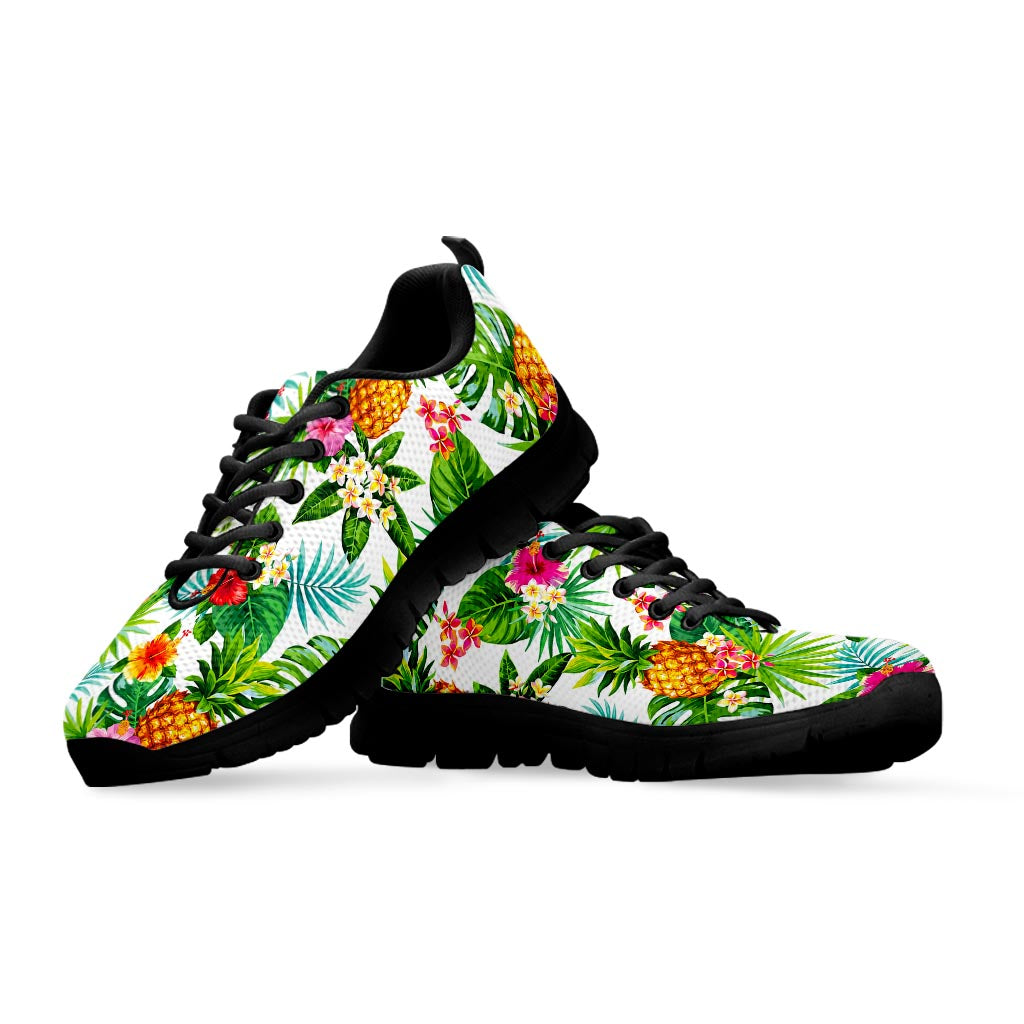 Tropical Aloha Pineapple Pattern Print Black Running Shoes