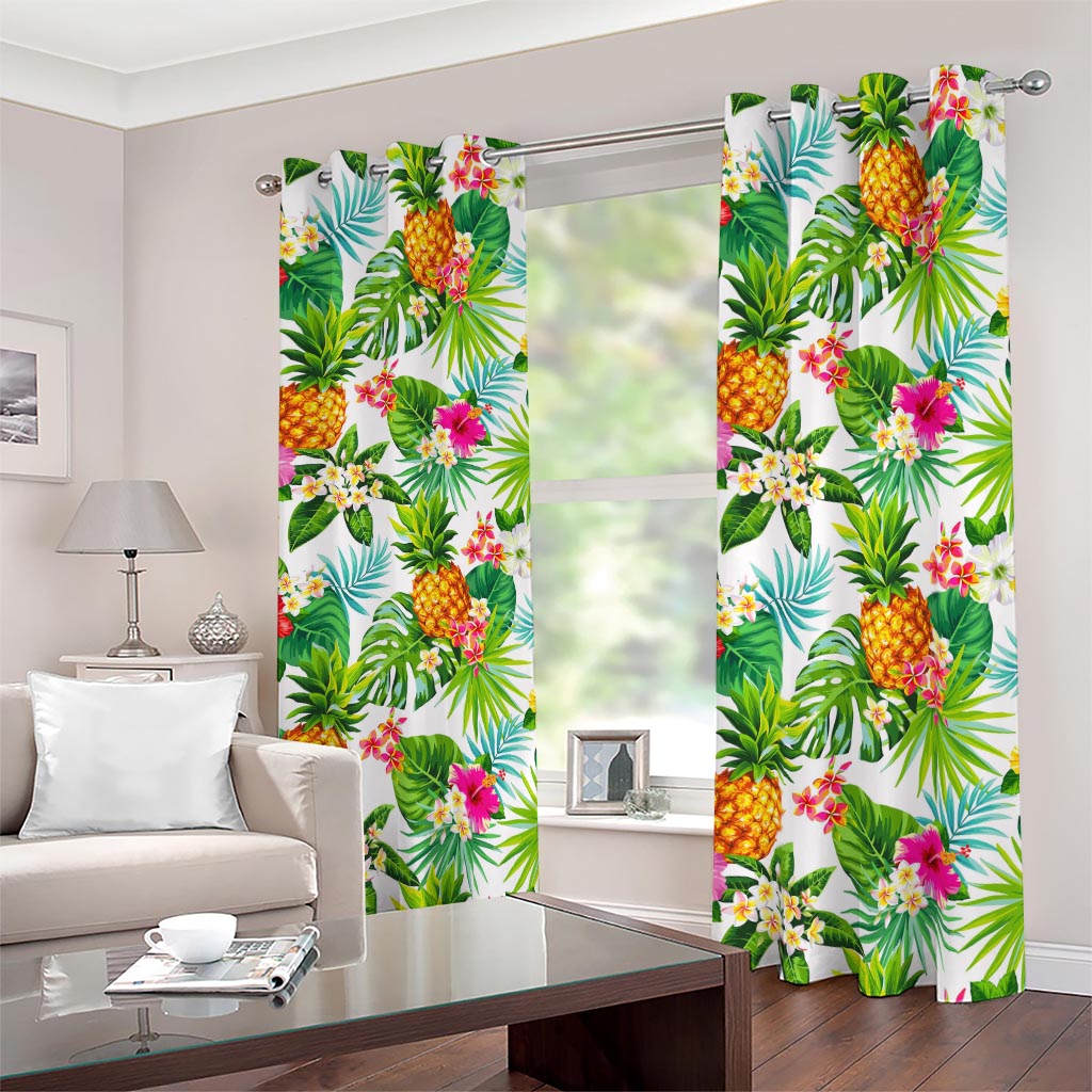 Tropical Aloha Pineapple Pattern Print Blackout Grommet Curtains