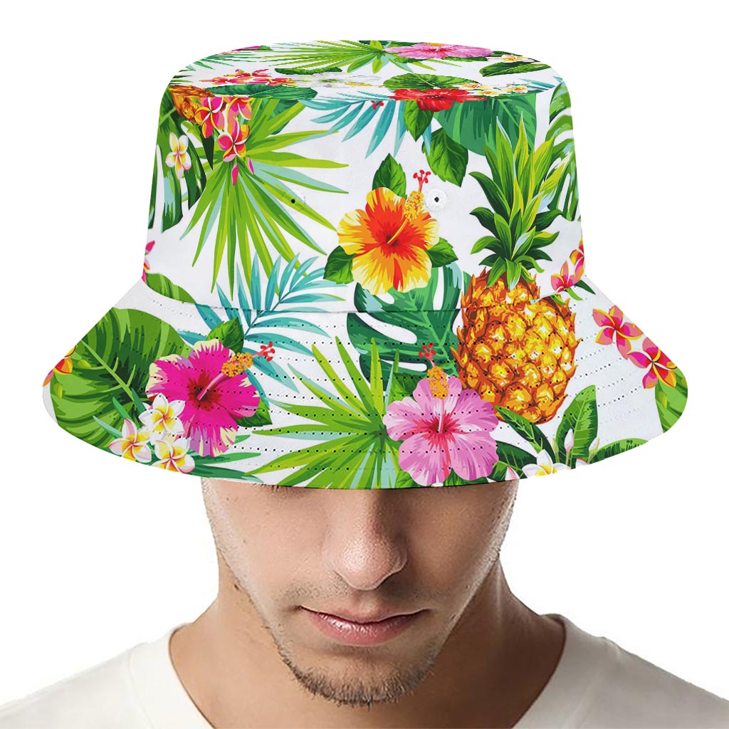 Tropical Aloha Pineapple Pattern Print Bucket Hat