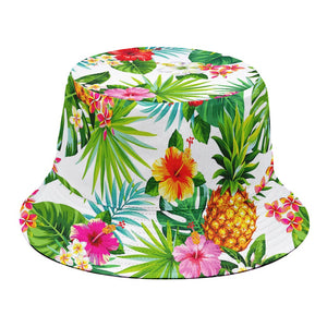 Tropical Aloha Pineapple Pattern Print Bucket Hat