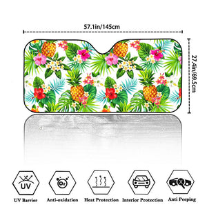 Tropical Aloha Pineapple Pattern Print Car Windshield Sun Shade