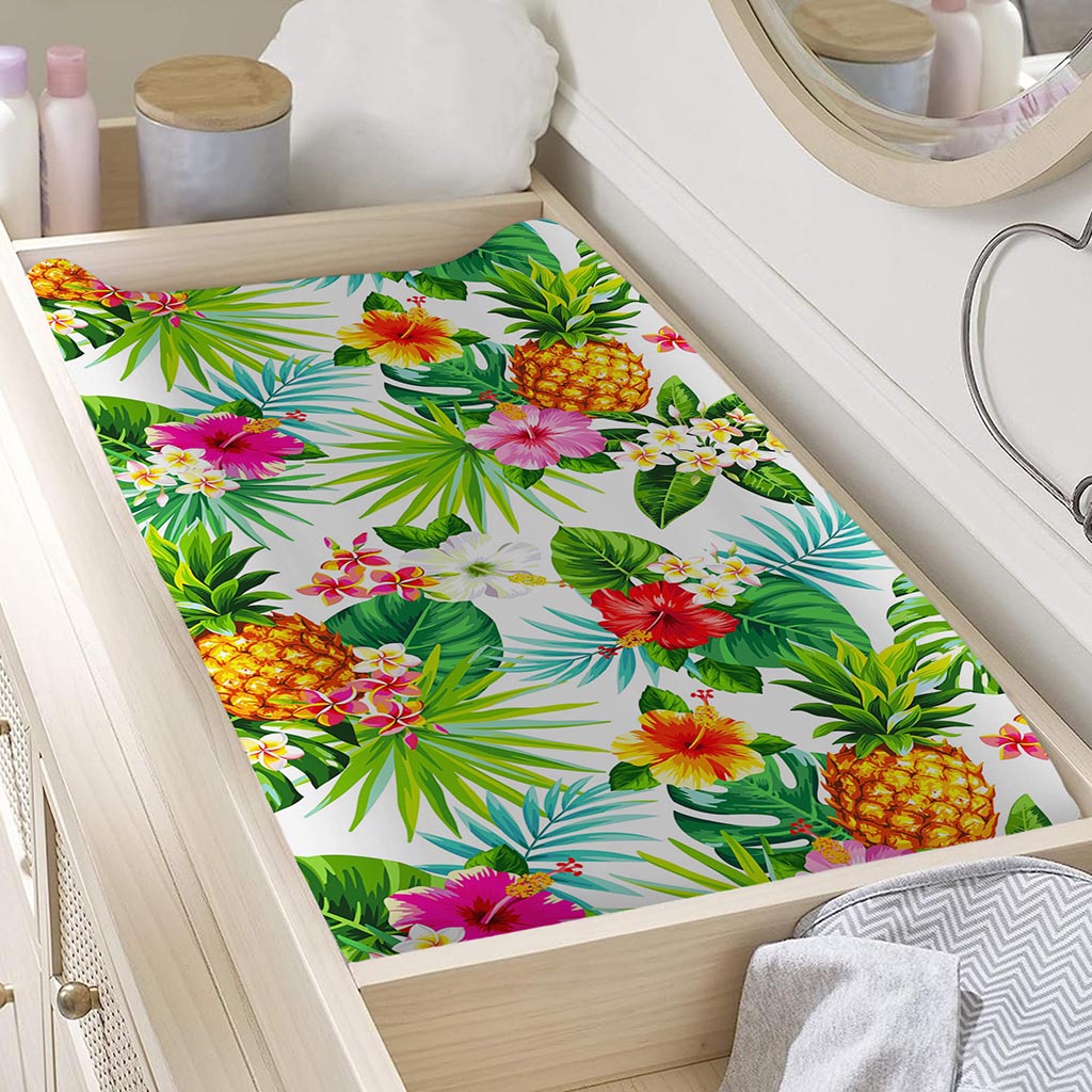 Tropical Aloha Pineapple Pattern Print Changing Pad Cover