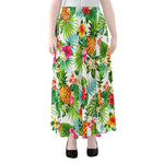 Tropical Aloha Pineapple Pattern Print Chiffon Maxi Skirt