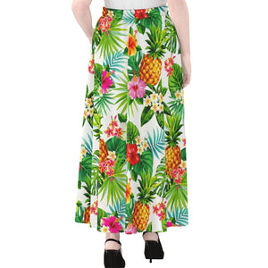 Tropical Aloha Pineapple Pattern Print Chiffon Maxi Skirt