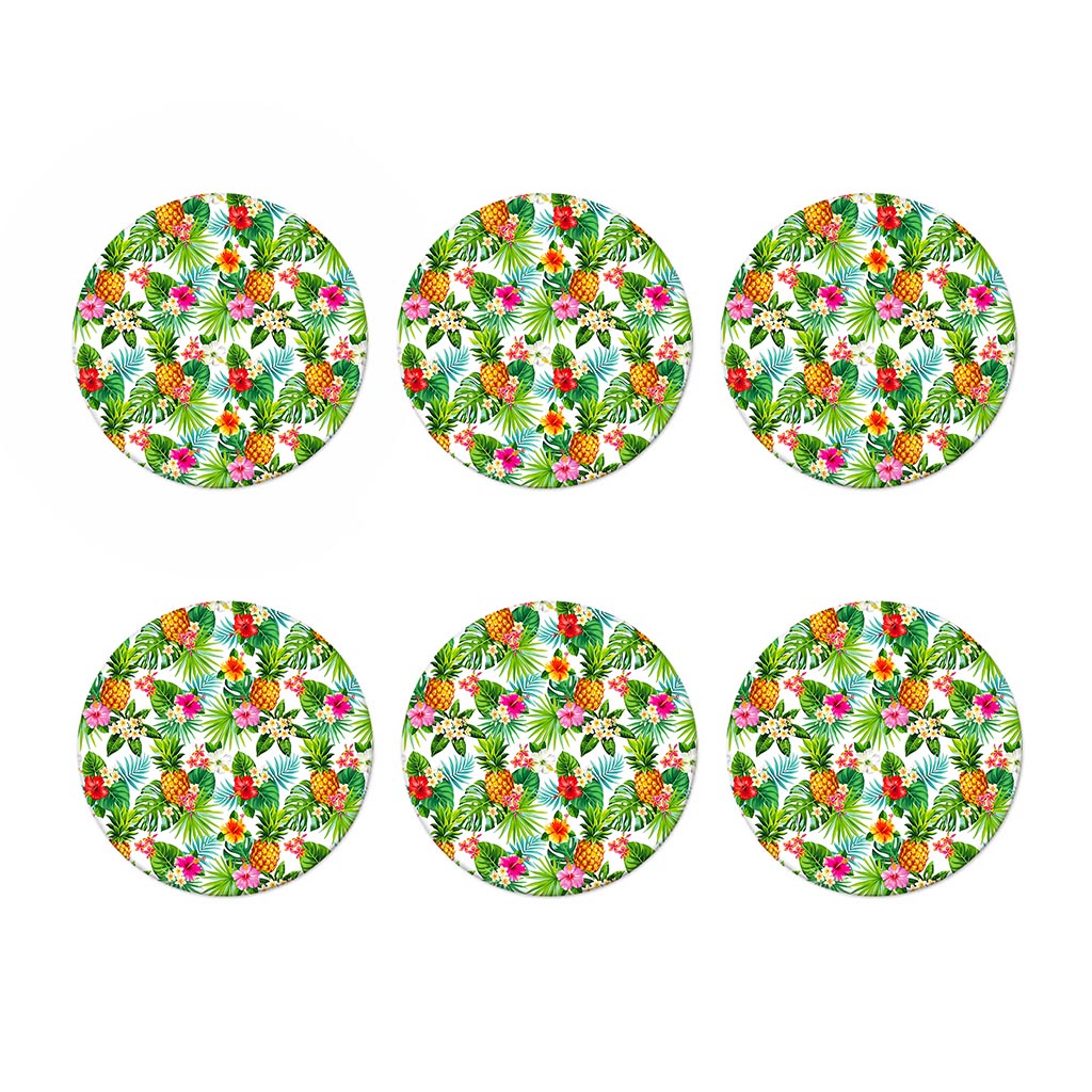 Tropical Aloha Pineapple Pattern Print Coaster Set