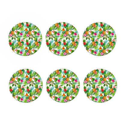 Tropical Aloha Pineapple Pattern Print Coaster Set