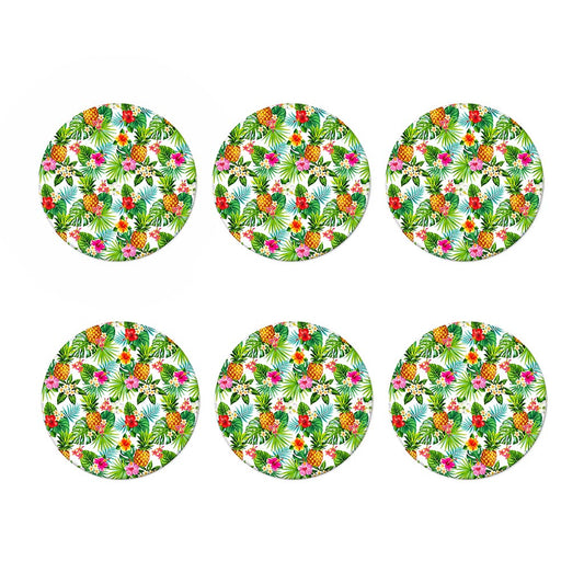 Tropical Aloha Pineapple Pattern Print Coaster Set