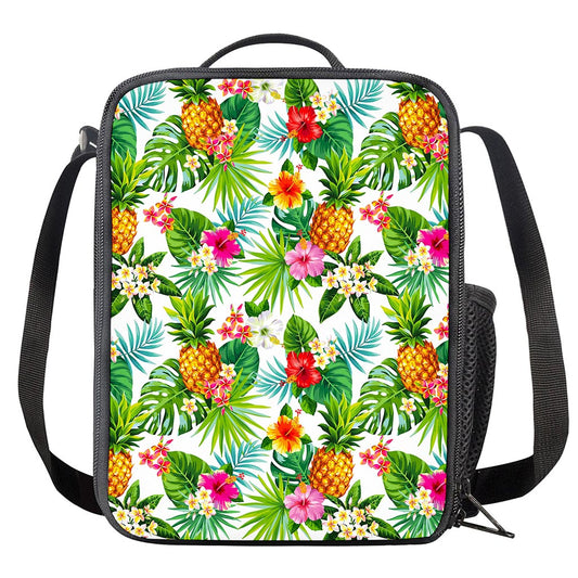 Tropical Aloha Pineapple Pattern Print Crossbody Lunch Bag