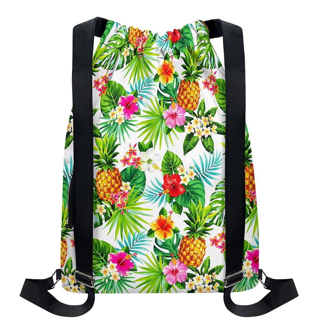 Tropical Aloha Pineapple Pattern Print Drawstring Backpack